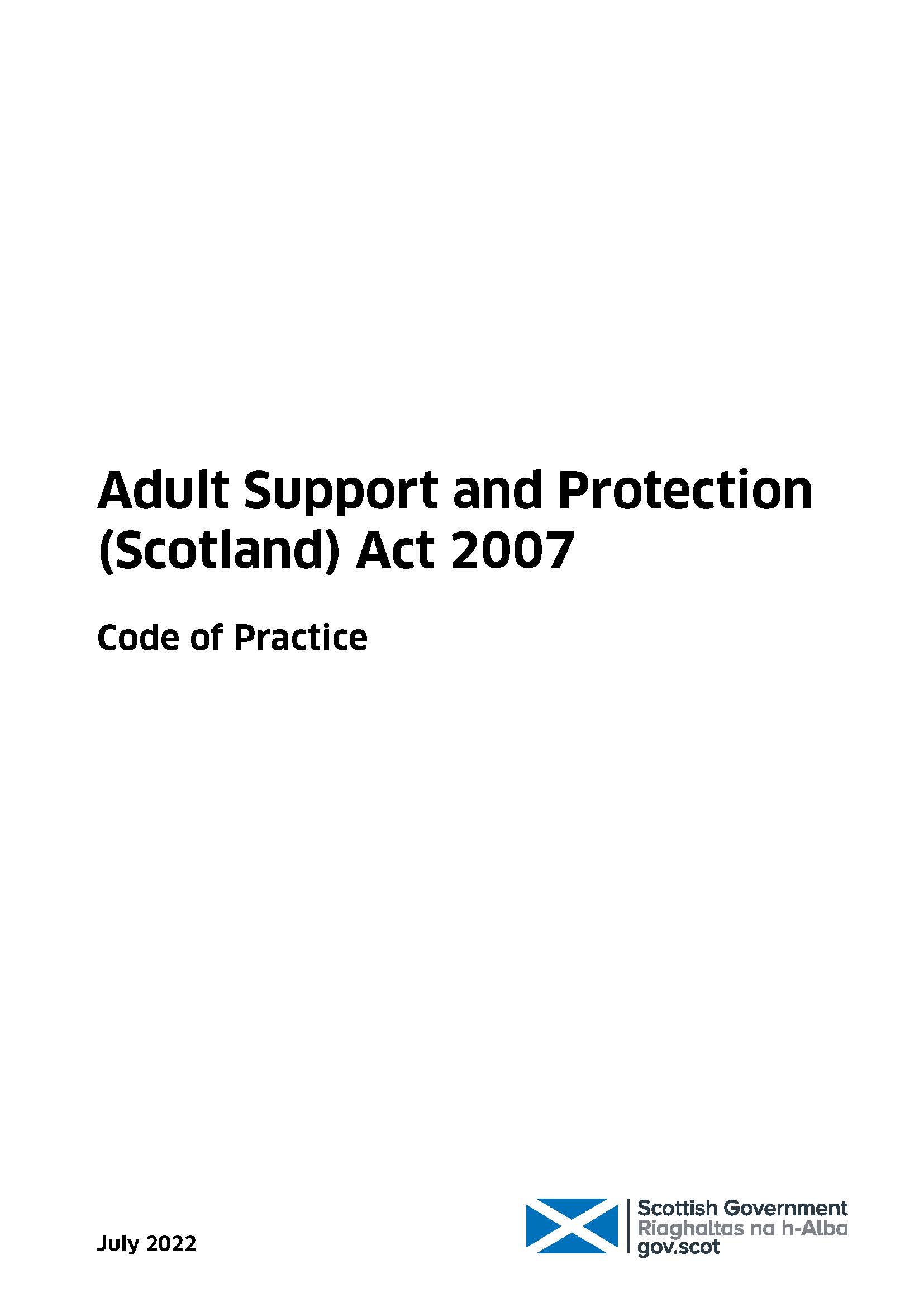 Adult Support and Protection (Scotland) Act 2007: Code of Practice image