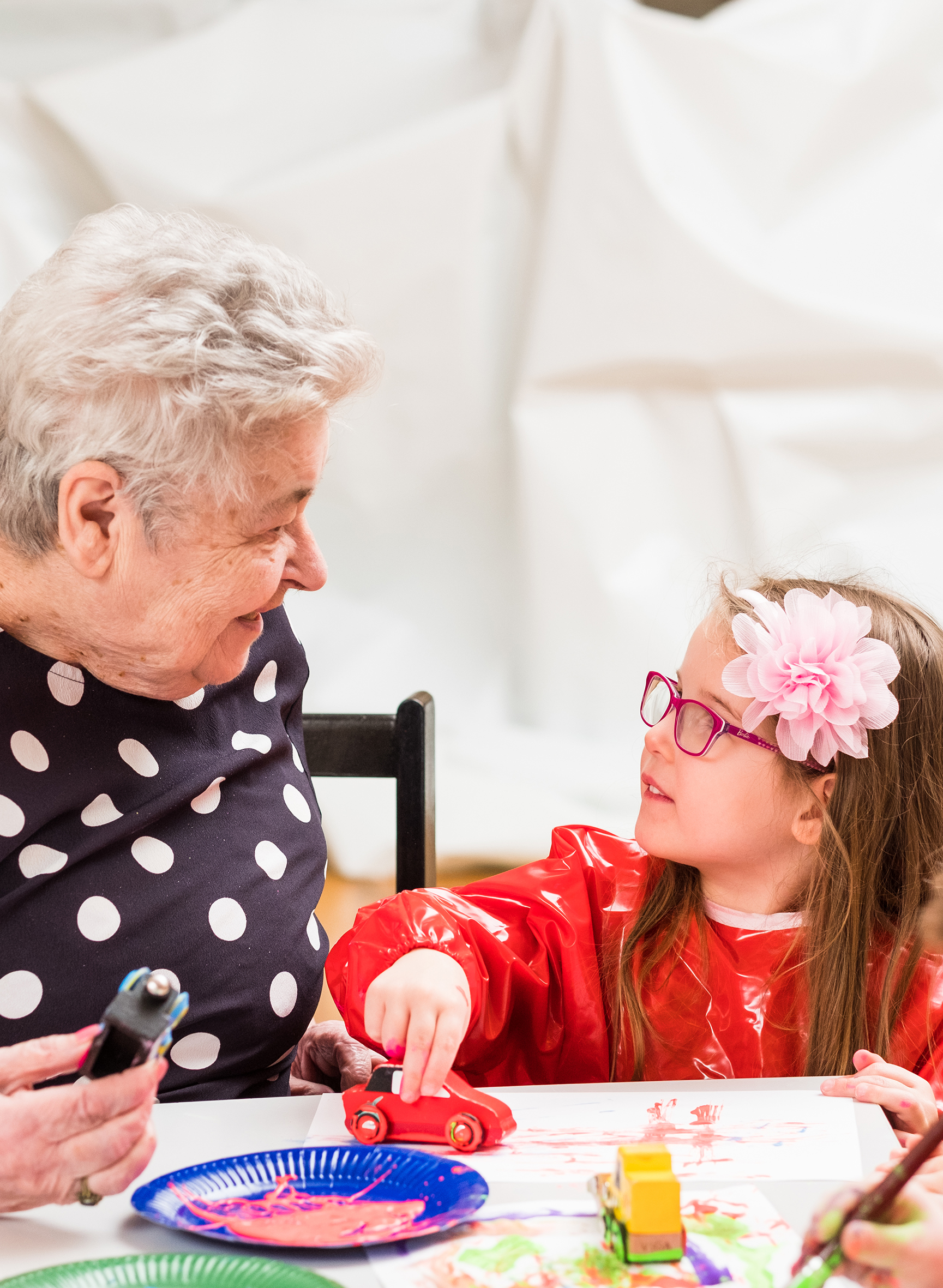 Older lady and child playing