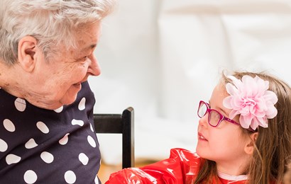Older lady and child playing