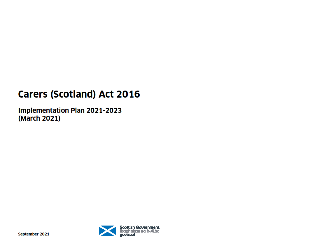 Carers (Scotland) Act 2016: National Implementation plan 2021-2023 image