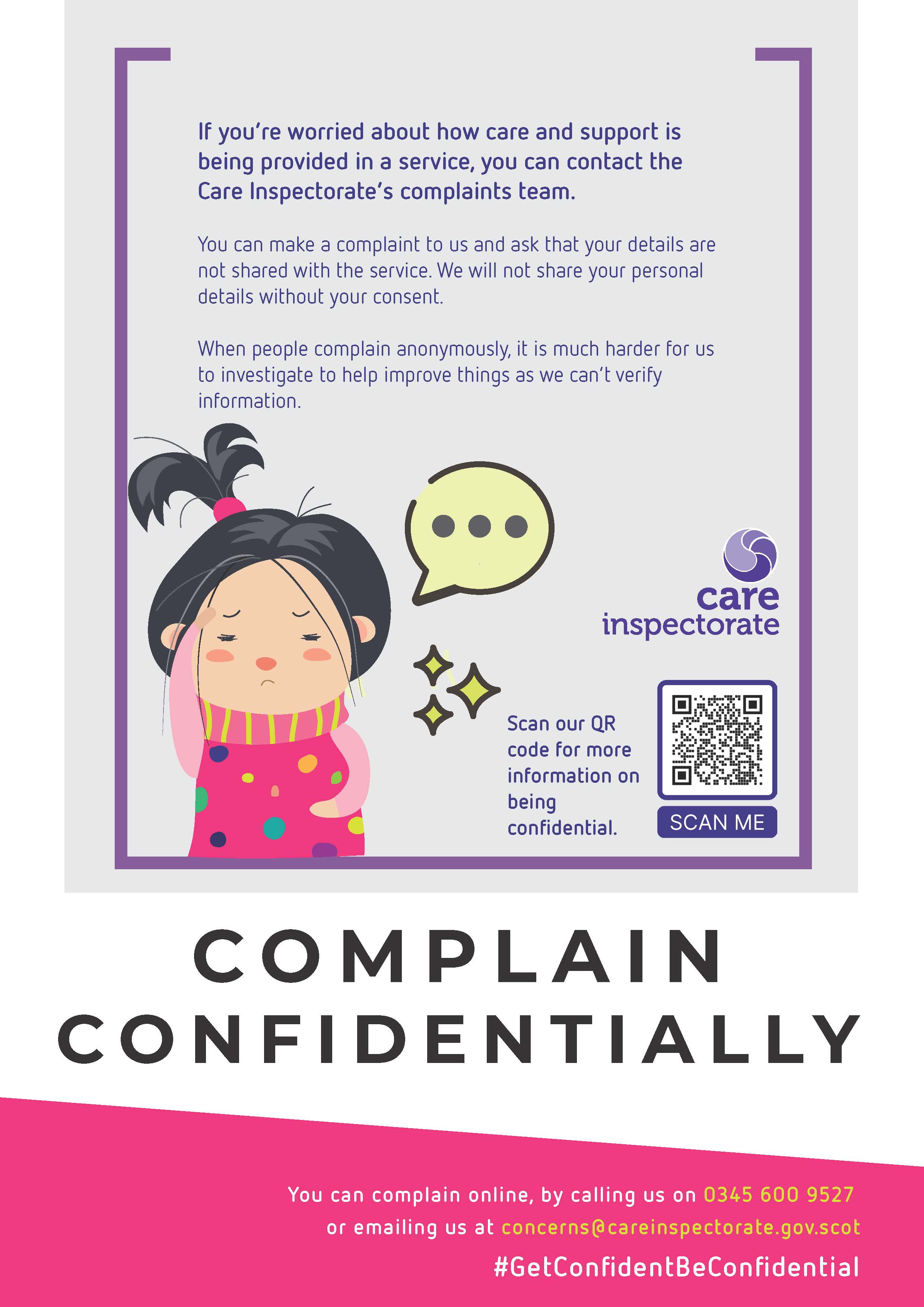 Complain confidentially - poster for early learning and childcare and children and young people services image