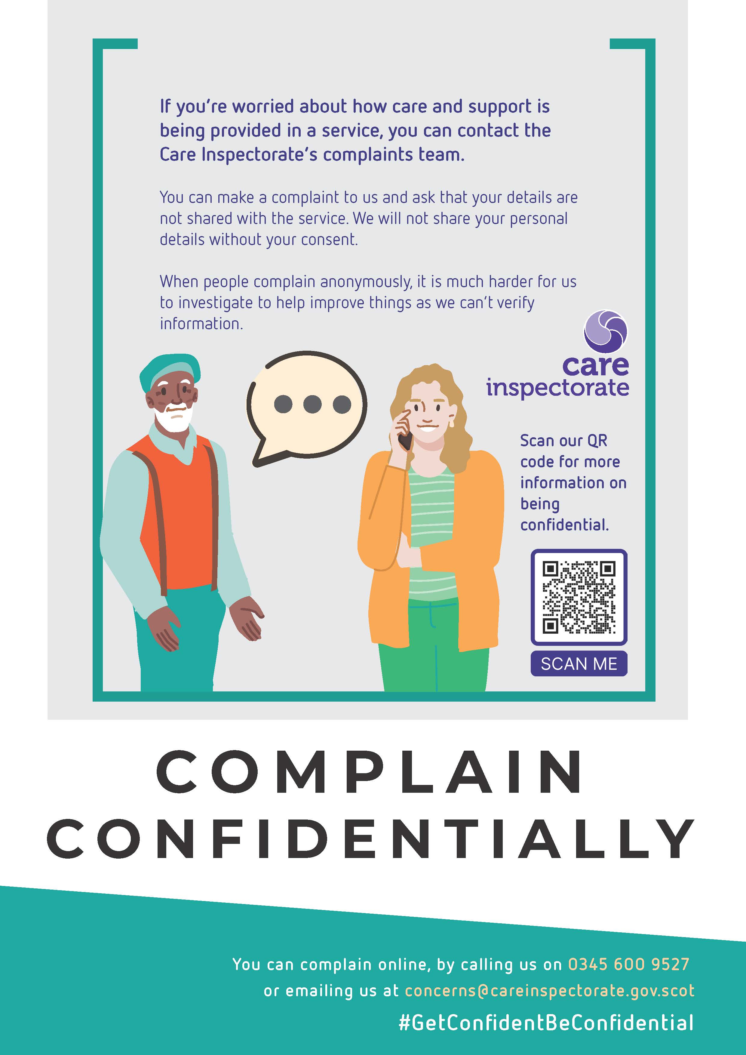 Complain confidentially - poster for adult and older people services image