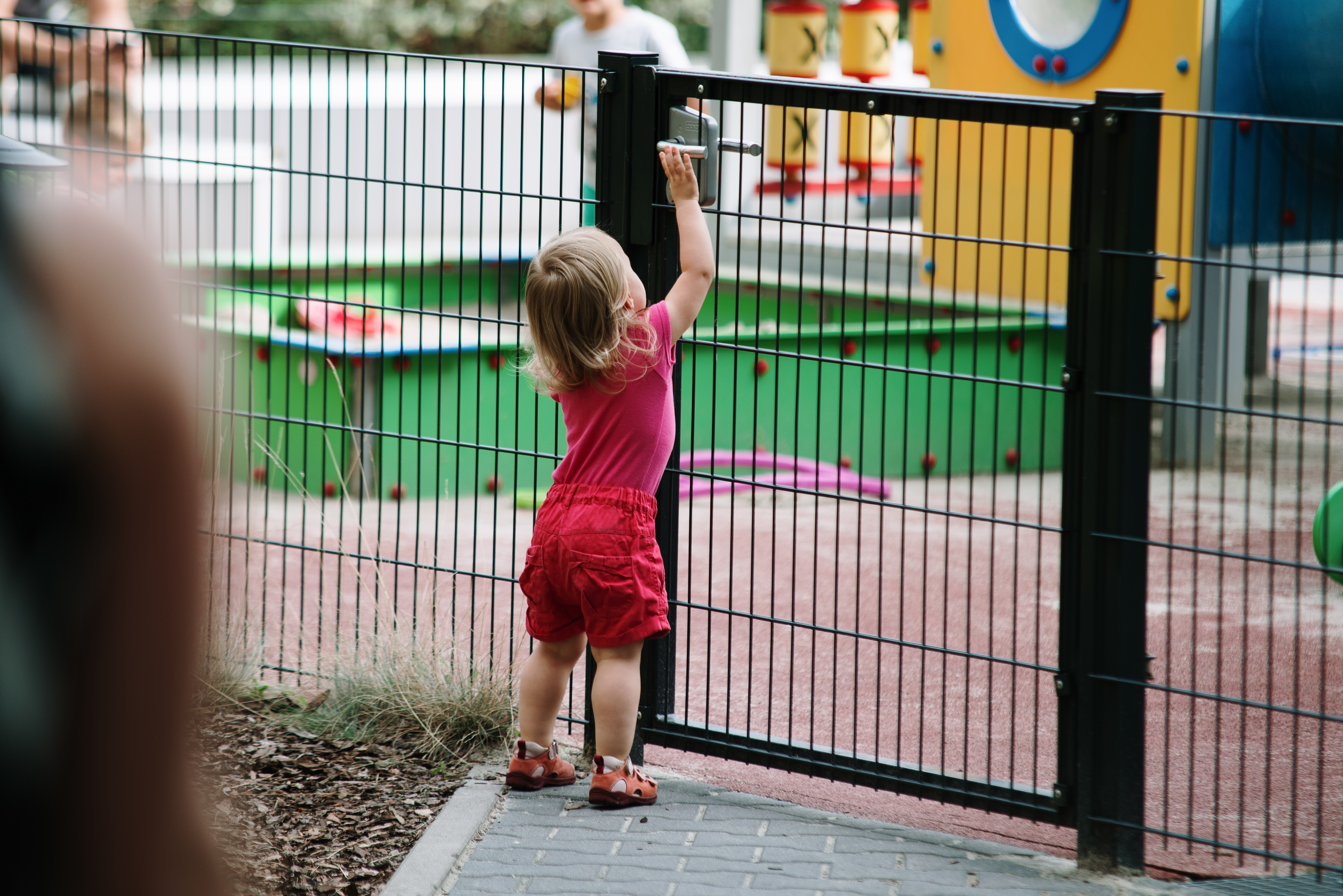 Baby Girl Go To The Child Playground O